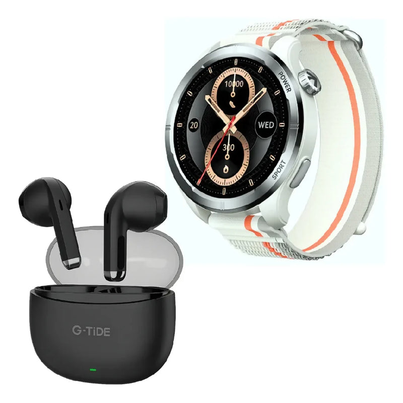Smartwatch Filwans GTR Lite (plata) + Audifonos G-Tide L21 (negros)