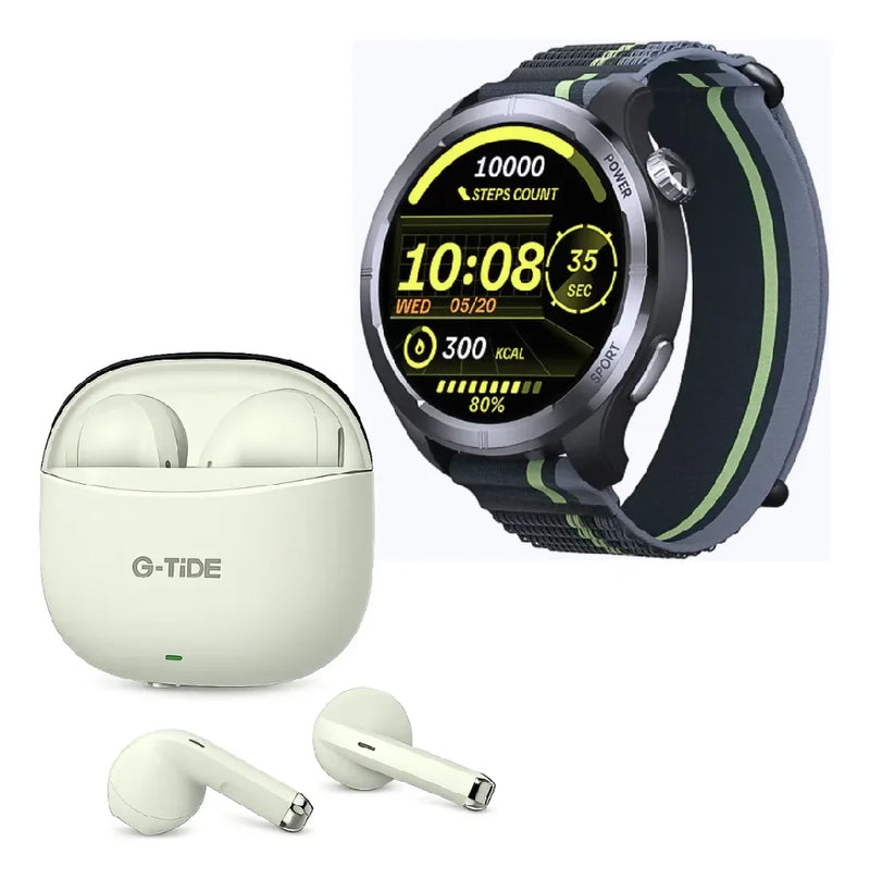 Smartwatch Filwans GTR Lite (negro) + Audifonos G-Tide L21 (blancos)