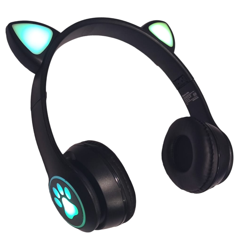 Audífonos Gatica Bluetooth, luces led, Radio FM, diadema plegables.