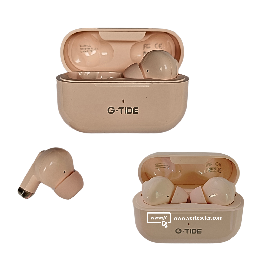 Audífonos bluetooth 5.3  G-tide L22 hasta 8 horas de batería, estuche de carga y bolsa regalo.Rosa