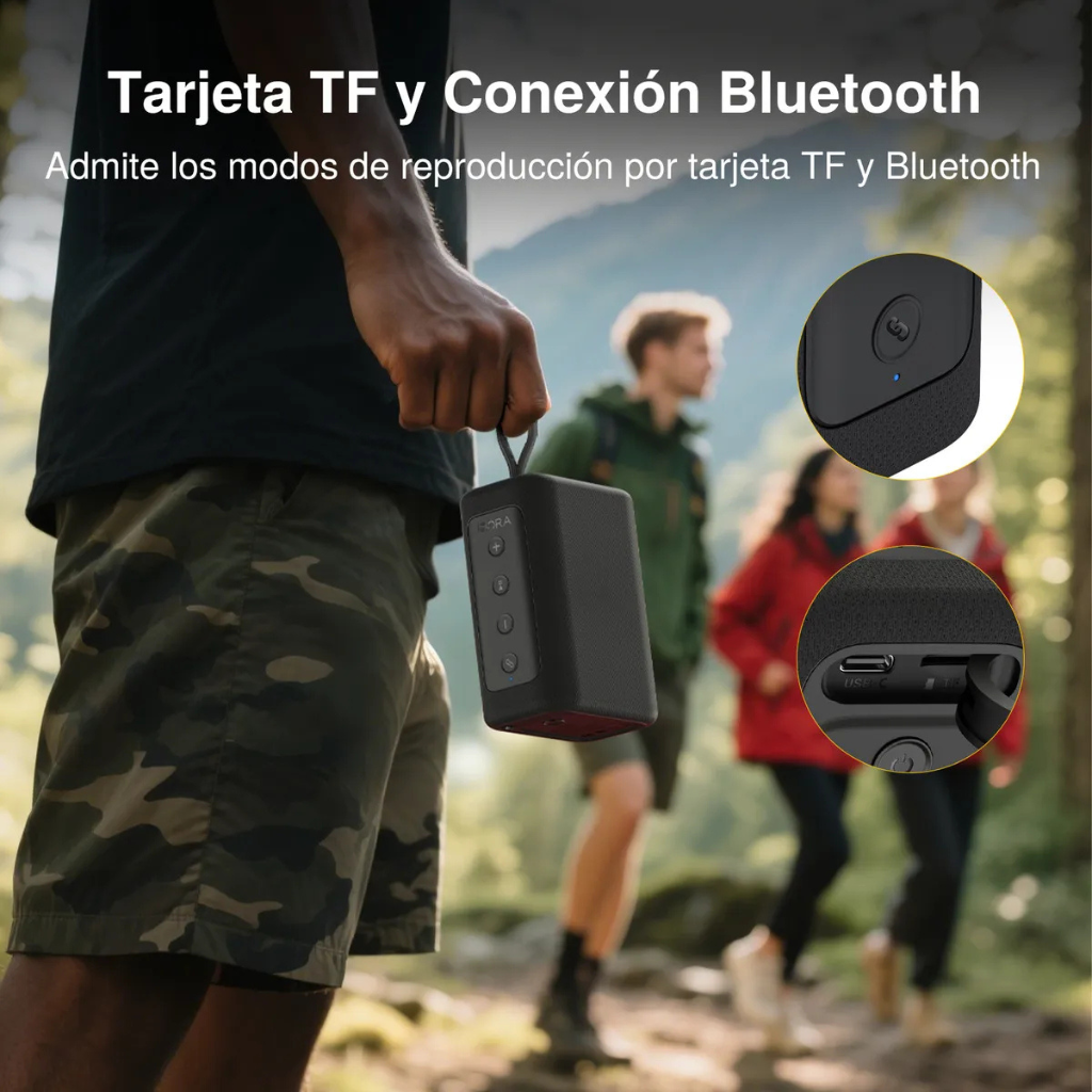 1hora Boc244 Bocina Bluetooth Portátil, Apta Para Exteriores