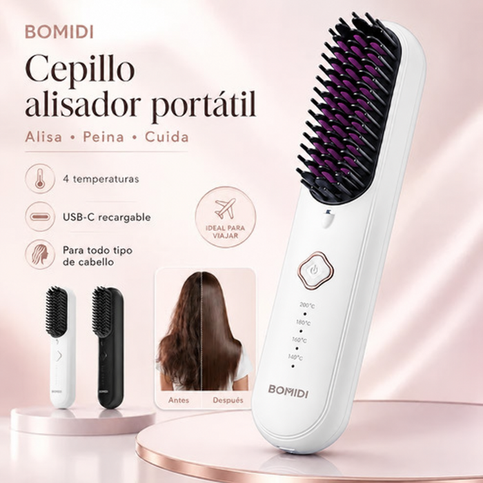Cepillo Alisador Inalámbrico Alaciador Bomidi HB2 USB-C 4000mAh con 4 Temperaturas