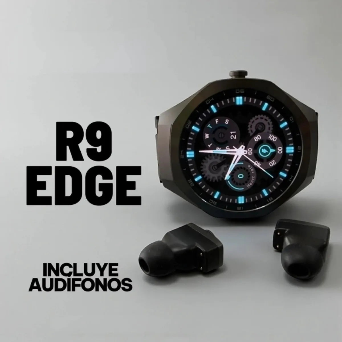 SmartWatch Gtide Series R9 Edge Inteligente Con Audífonos (Plateado) – Tecnología 2 en 1