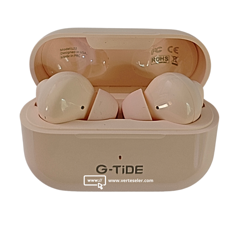 Audífonos bluetooth 5.3  G-tide L22 hasta 8 horas de batería, estuche de carga y bolsa regalo.Rosa