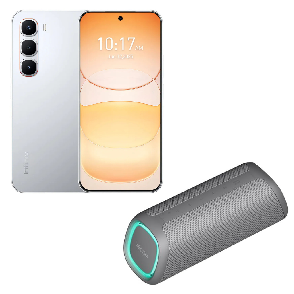 Smartphone Infinix 60 Pro (plateado) + Bocina Portátil LG Xboom (plateada)