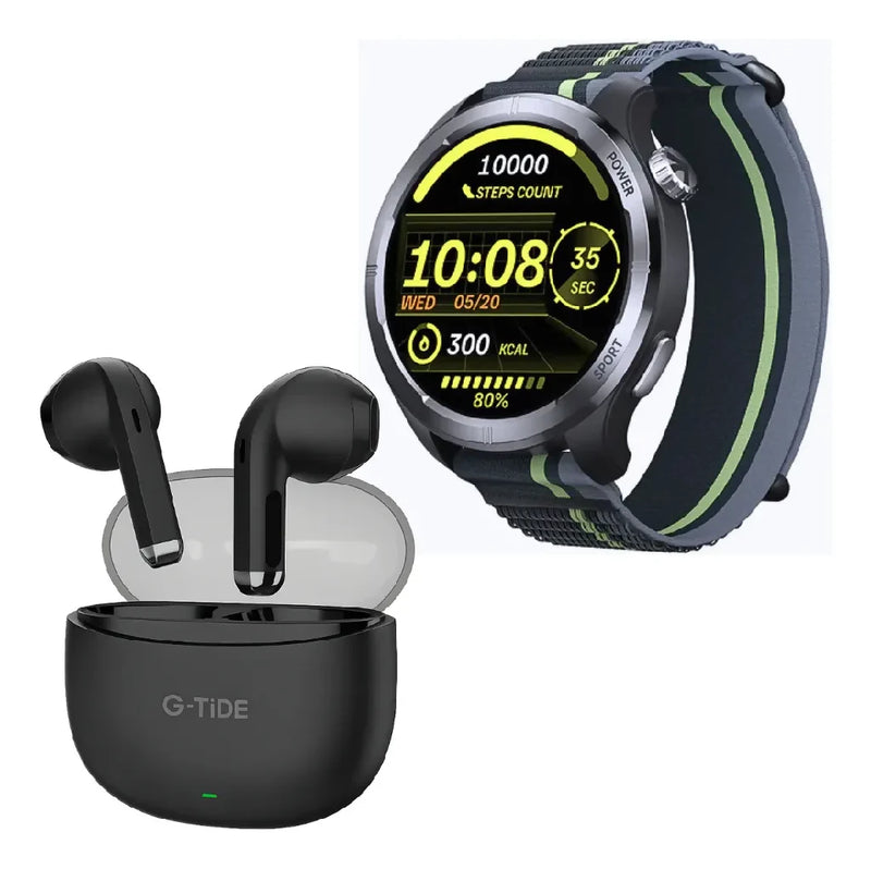 Smartwatch Filwans Gtr Lite (negro) + Audifonos G-tide L21 (negros)