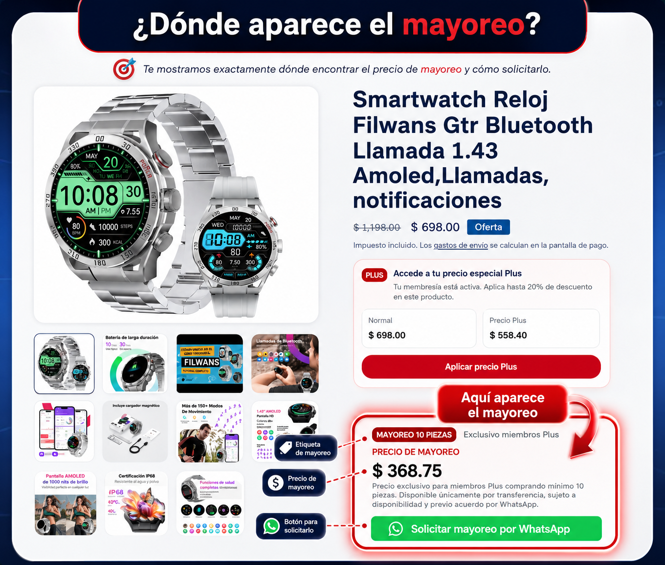 Ejemplo de dónde aparece el precio de mayoreo en Tecniquero