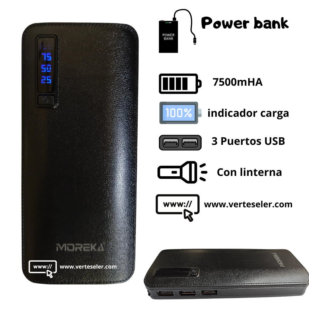 Power bank batería portátil Moreka 7500MHA