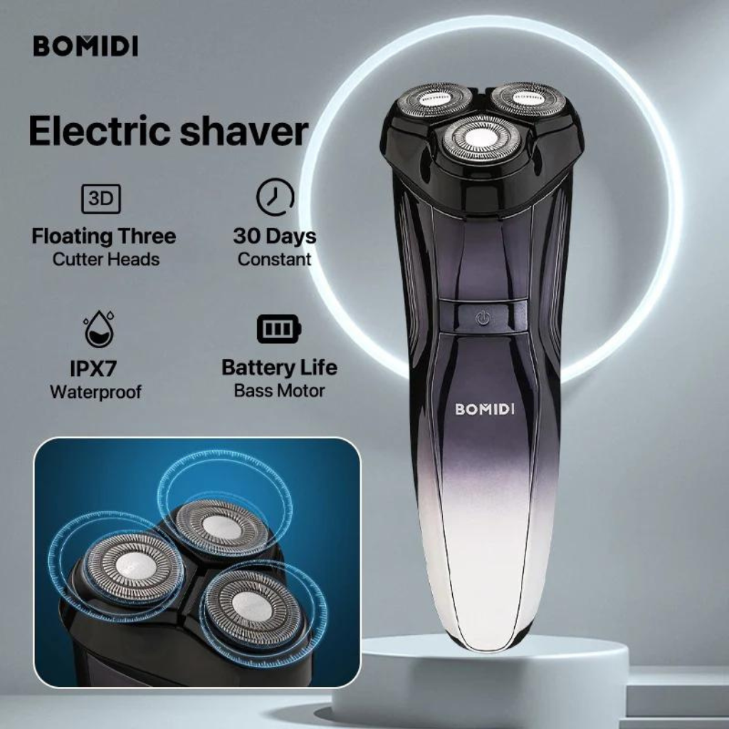 Afeitadora eléctrica Bomidi M5, inalámbrica. Barba y pelo húmedo y seco. Recargable. Resistente al agua.
