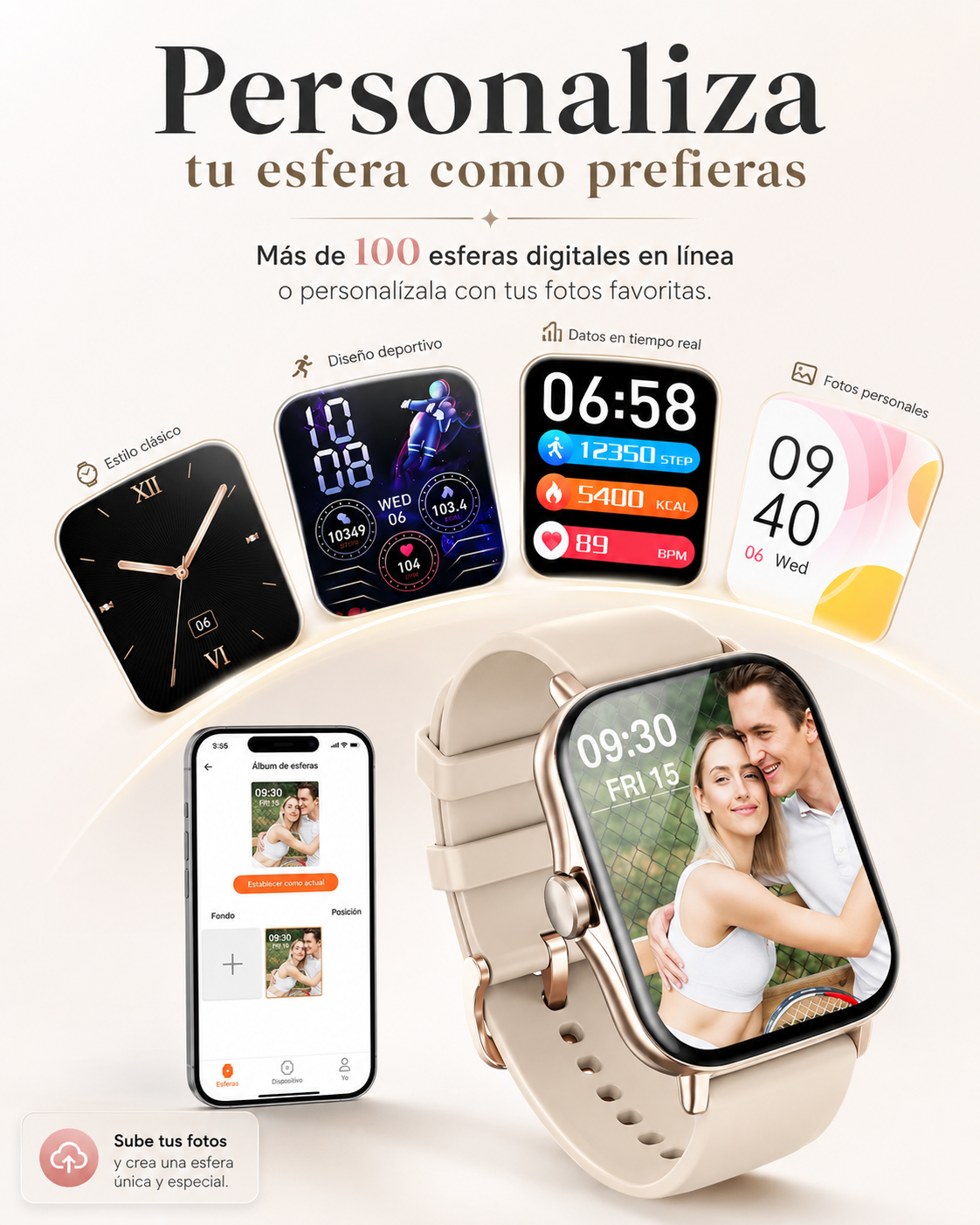 Smartwatch con Llamadas Bluetooth, Pantalla HD 1.75”  FM13 , Asistente de Voz y Modos Deportivos