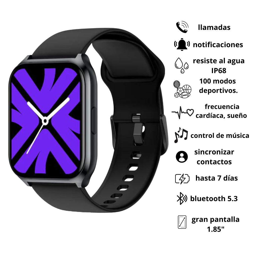 1HORA BOC062 Bocina Subwoofer y Smartwatch Filwans GTS Mini Azul