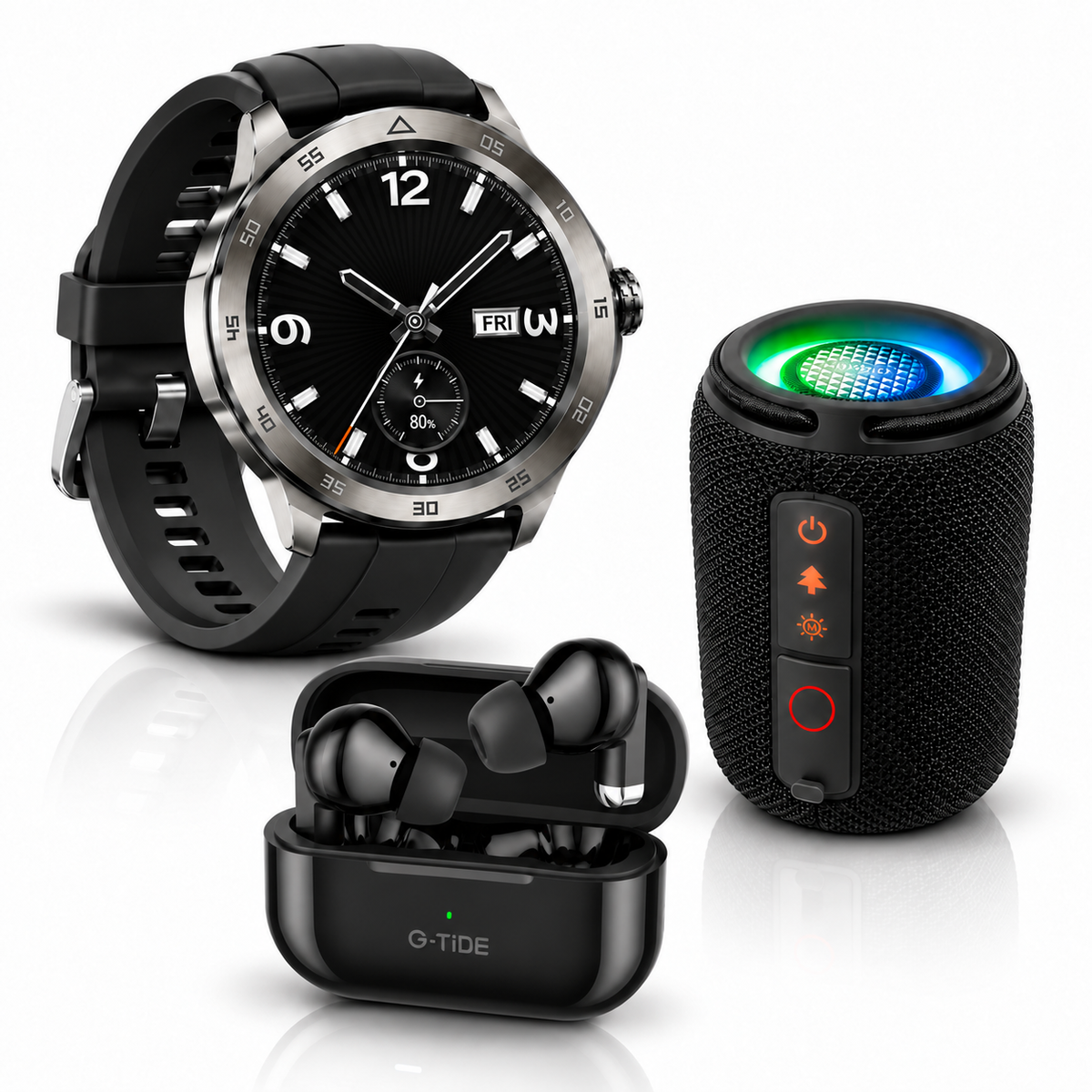 AUDIFONOS G-TIDE L22 (NEGRO) + SMARWATCH HONOR CHOICE 2 EPIC AMOLED + BOCINA G-TIDE SV30 (NEGRA)
