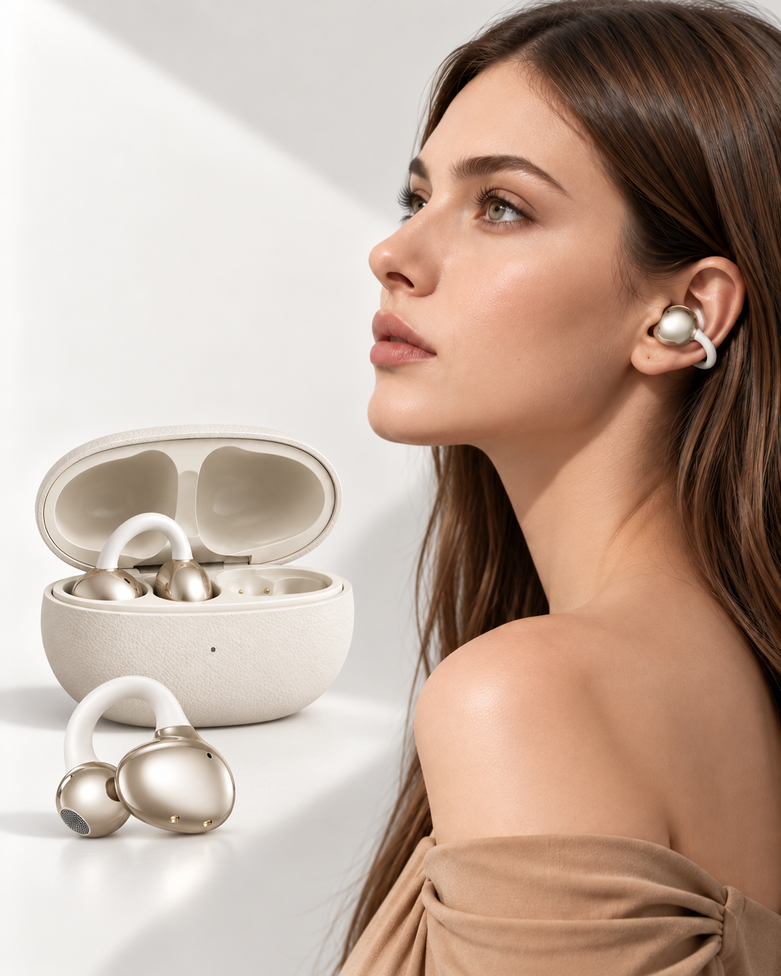 Audífonos Bluetooth TWS CX-11 Earhook ENC USB-C Dorados