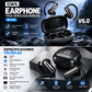 Audífonos Bluetooth Deportivos TECNIQUERO SportLoop M145 Gancho Ergonómico, Sonido Estéreo y Estuche de Carga
