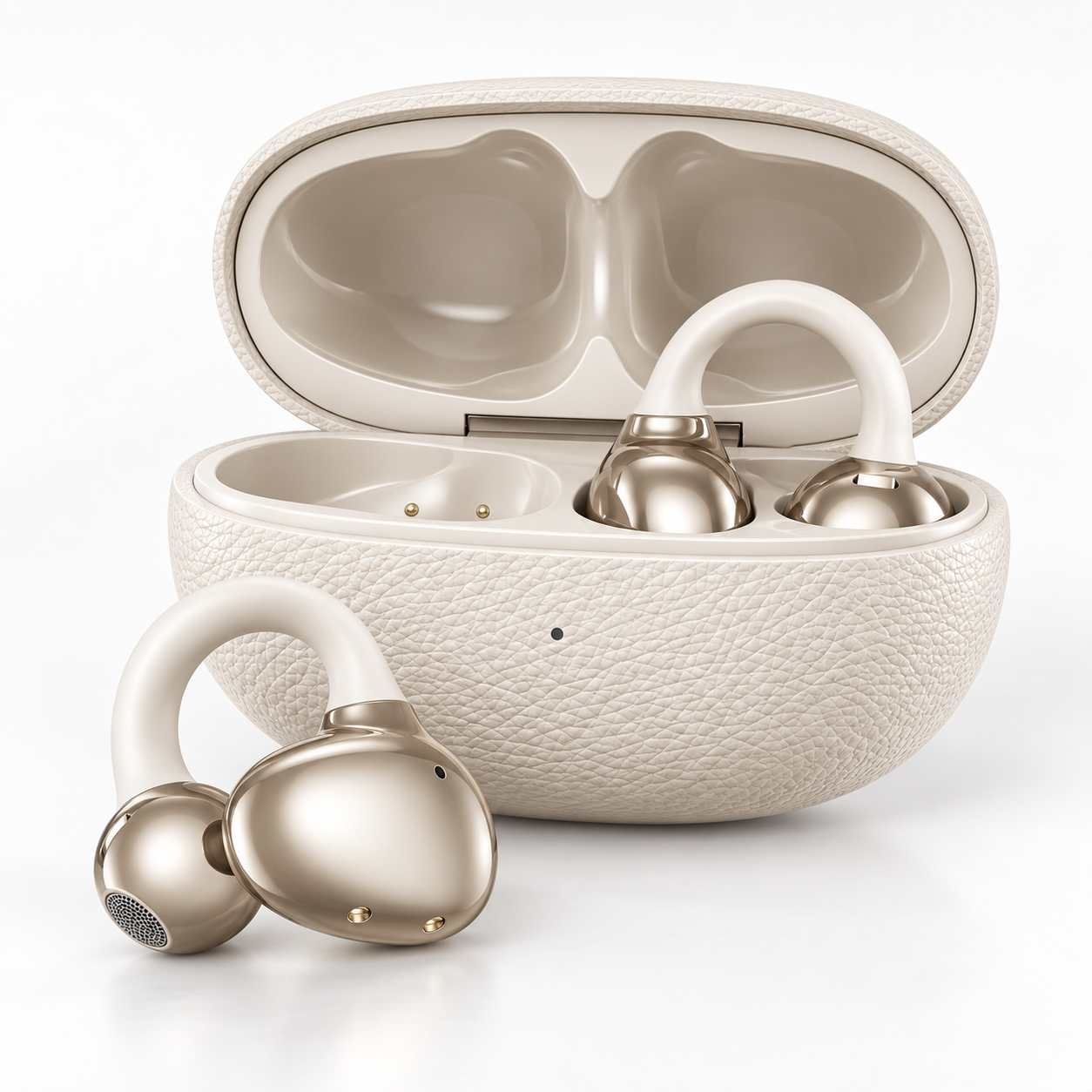 Audífonos clip Bluetooth TWS CX-11 Earhook ENC USB-C Dorados
