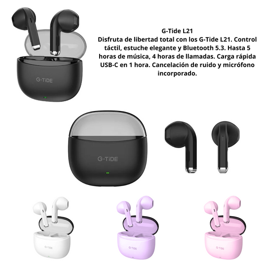 Audifonos Bluetooth G-tide L21. Cancelacion De Ruido. Negro