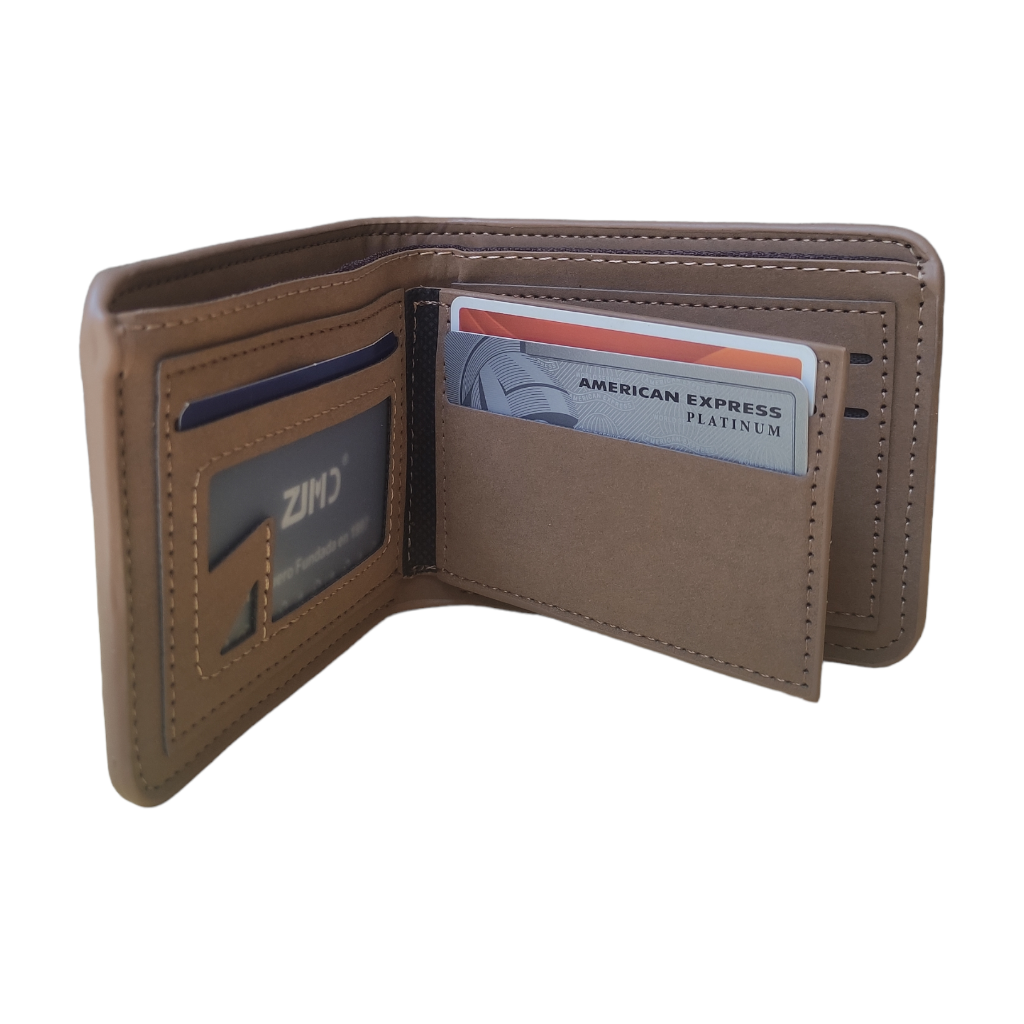 Billetera para caballero, material tipo gamuza. Café