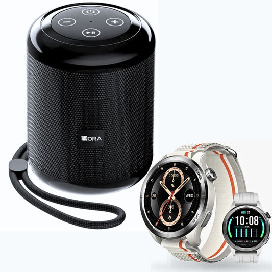 1HORA BOC062 Bocina Subwoofer y Smartwatch Filwans GTR Lite Plata