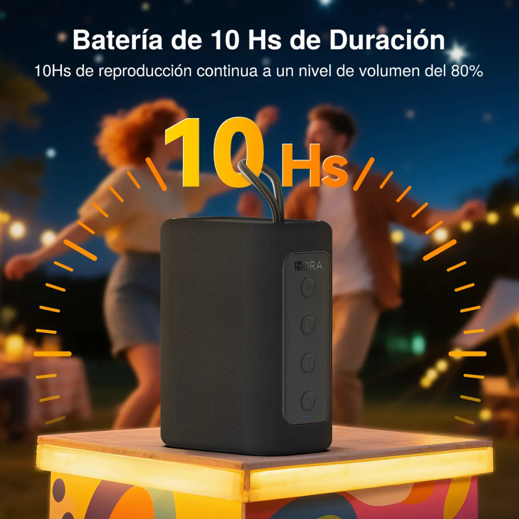 1hora Boc244 Bocina Bluetooth Portátil, Apta Para Exteriores