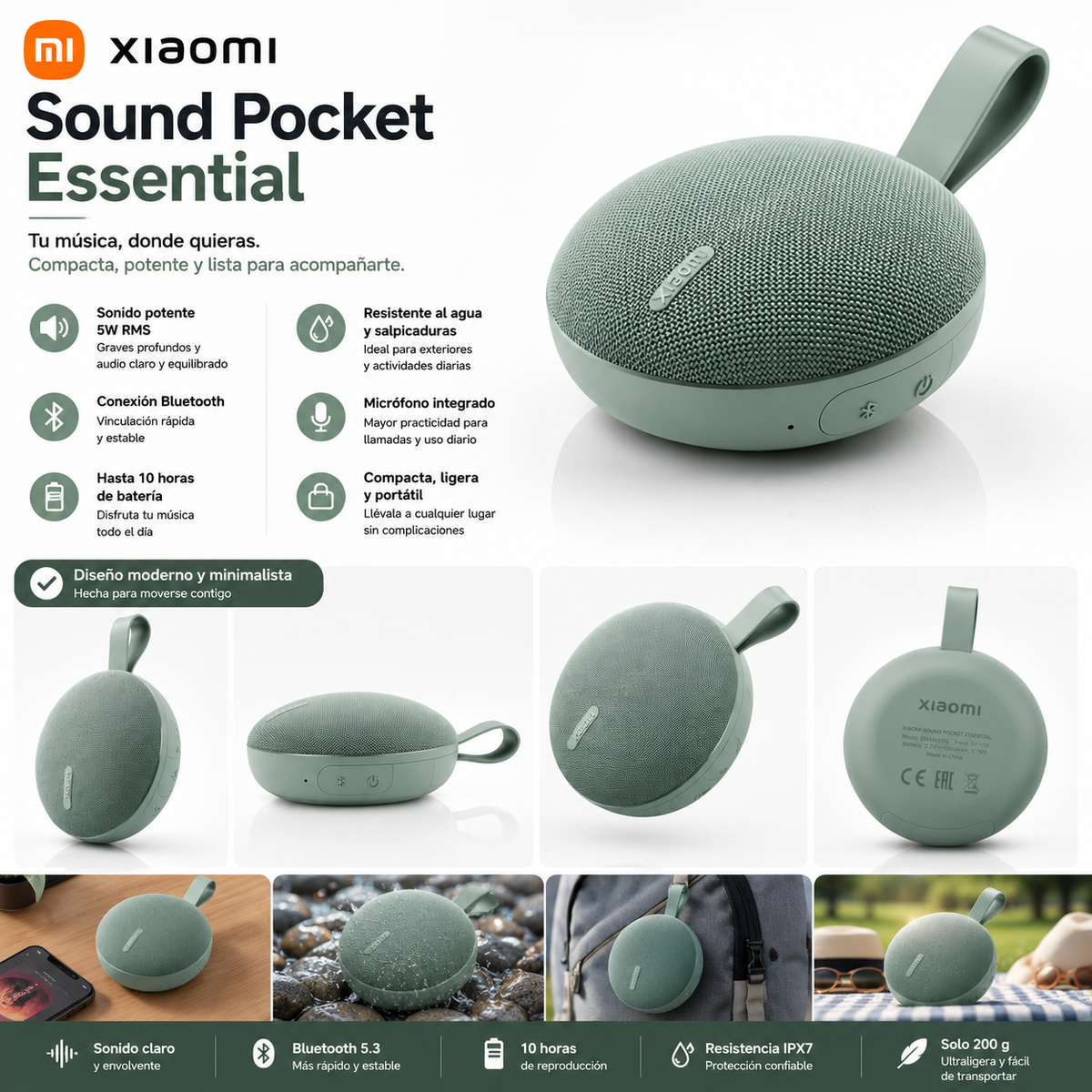 HONOR 600e 5G + Audífonos G-Tide Bean 1 + Bocina Xiaomi Sound Pocket Essential