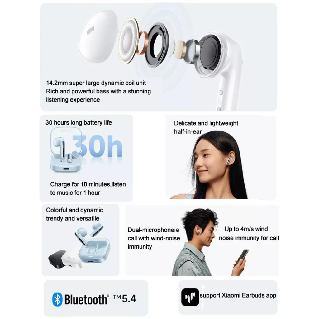 Audífonos Xiaomi redmi buds 6 active inalámbricos bluetooth 5.4.
