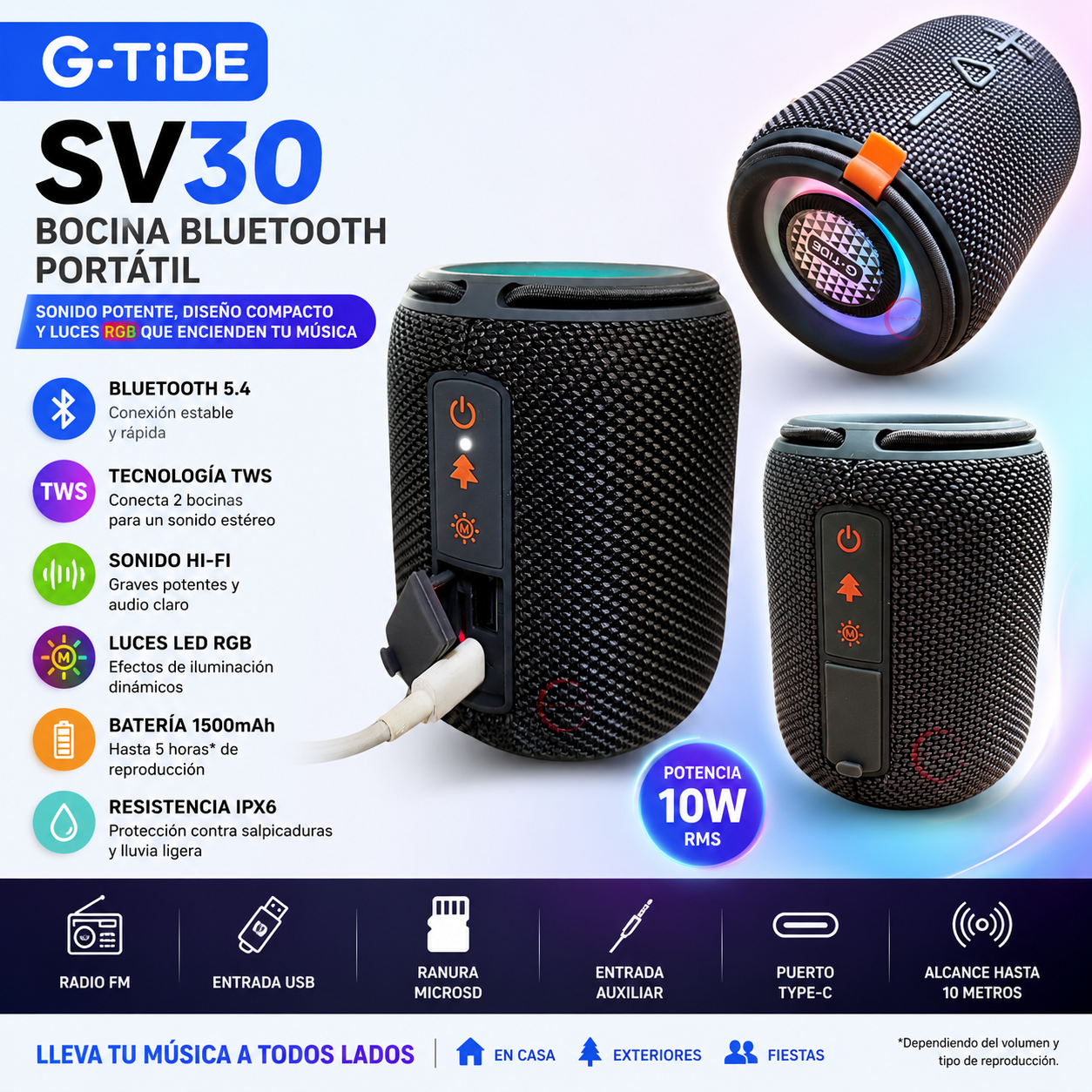Combo Smartphone HIKING A2 4G + Bocina Bluetooth G-TIDE SV-30 Portátil