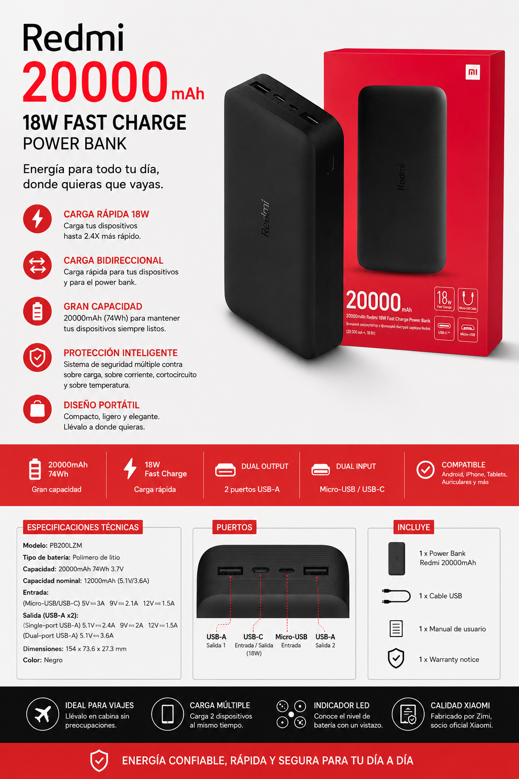 Combo Smartphone HIKING A2 4G + Bocina Bluetooth G-TIDE SV-30 + Power Bank Xiaomi Fast Charger 20000mAh