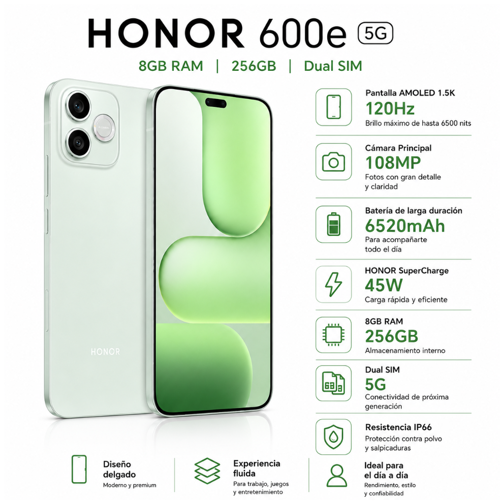 HONOR 600e 5G + BOCINA XIAOMI SOUND POCKET + G-TIDE BEANS