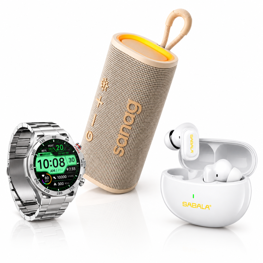 Smartwatch Filwans GTR + Bocina Sanag M15 Negra + Audífonos SABALA ST-765