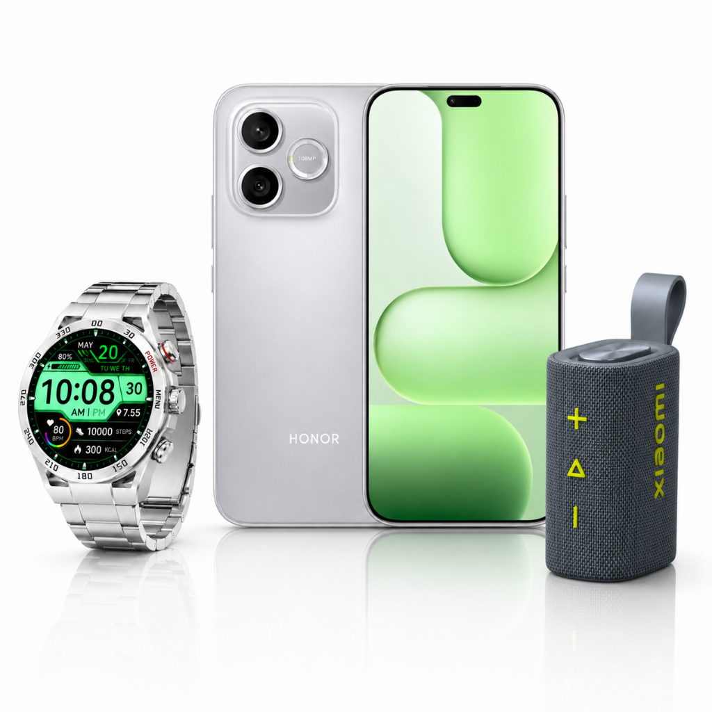 HONOR 600e 5G 8GB/256GB GRIS + Smartwatch Filwans GTR + Bocina Xiaomi Sound Pocket