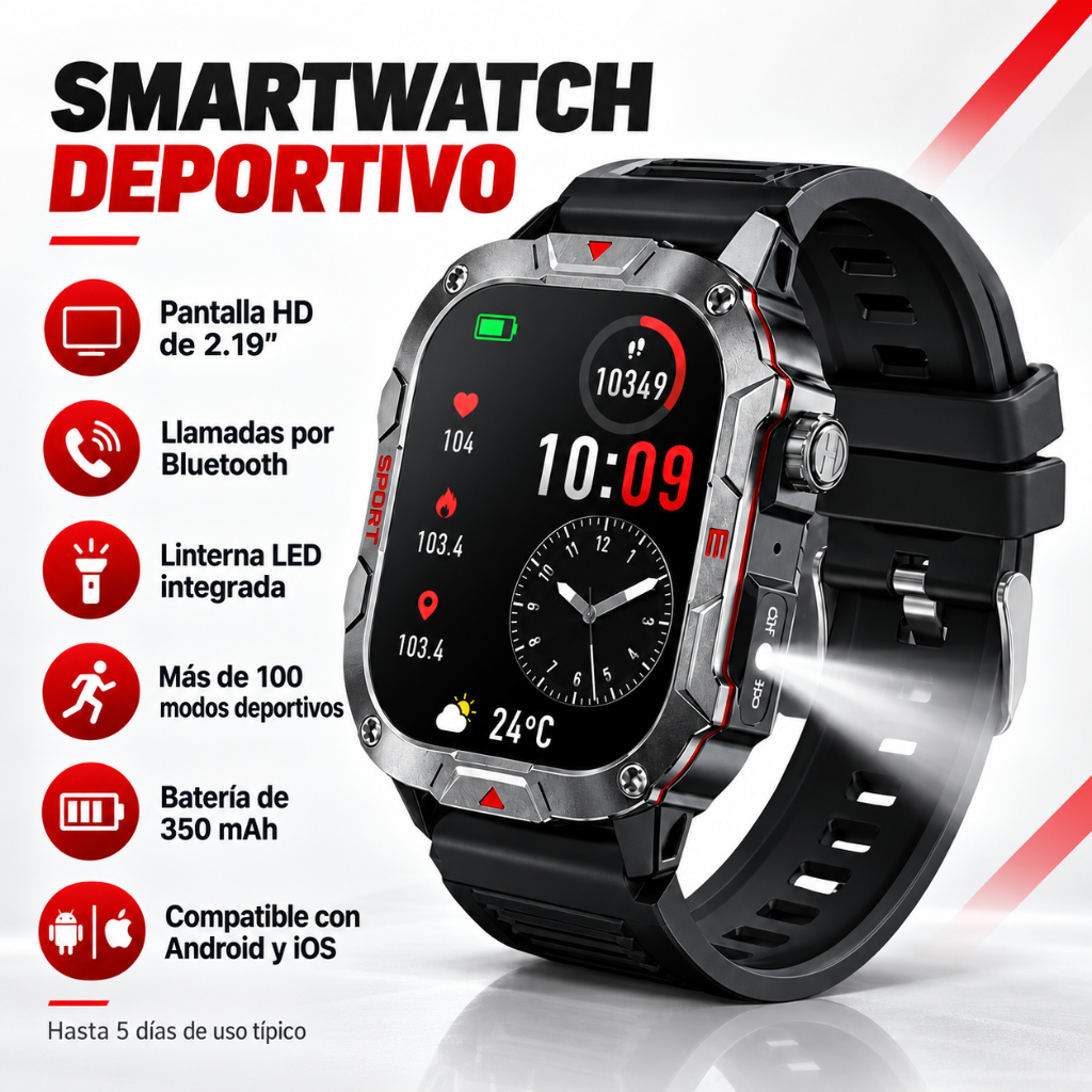 Smartwatch Deportivo + Audífonos Bluetooth G‑TiDE L22