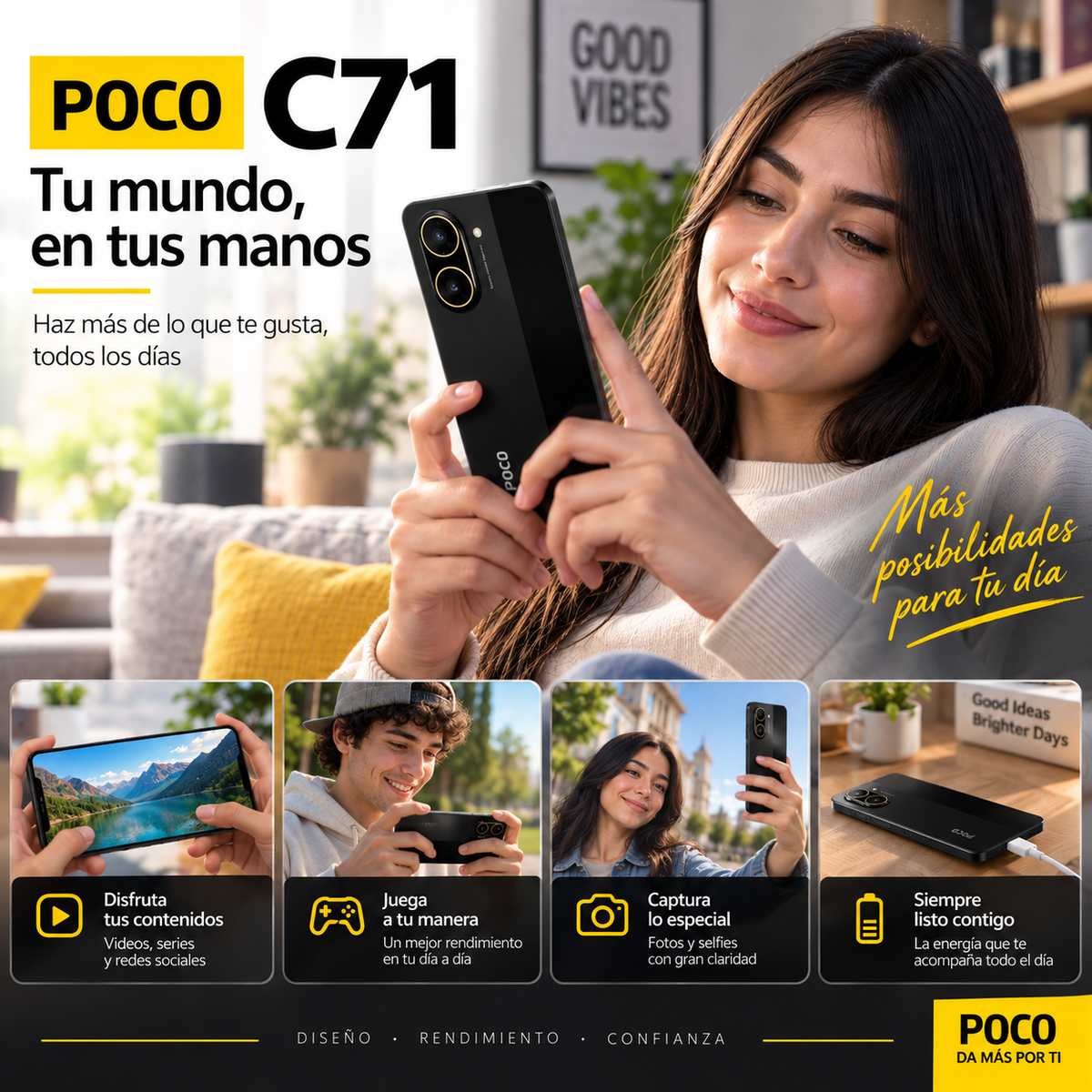 SMARTPHONE XIAOMI POCO C71 4/128 GB (NEGRO) + SMARWATCH HONOR CHOICE 2 EPIC AMOLED