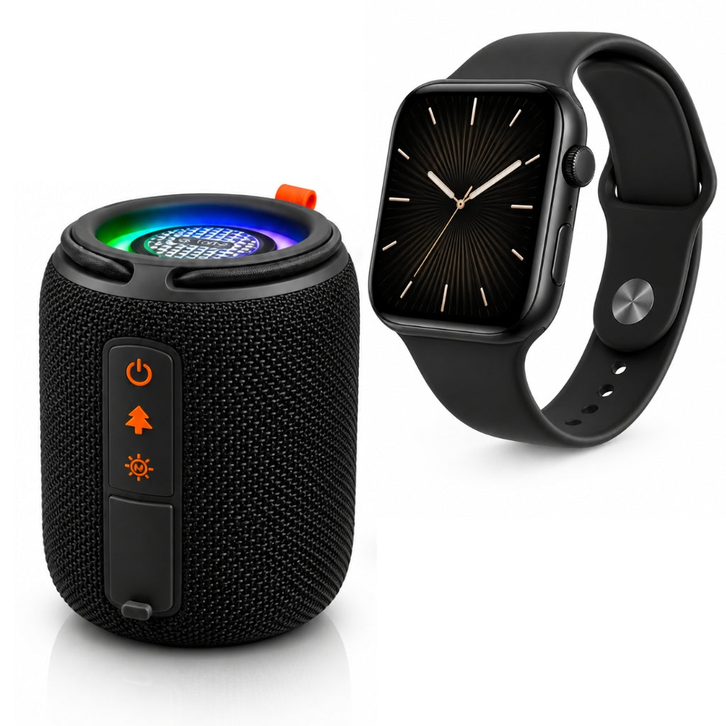 Smattwatch  MIRCROWEAR S11 Mensajería, Llamadas, Audios, Emojis y Funciones Deportivas y Bocina G-Tide SV30 con Luces LED y Sonido Hi-Fi