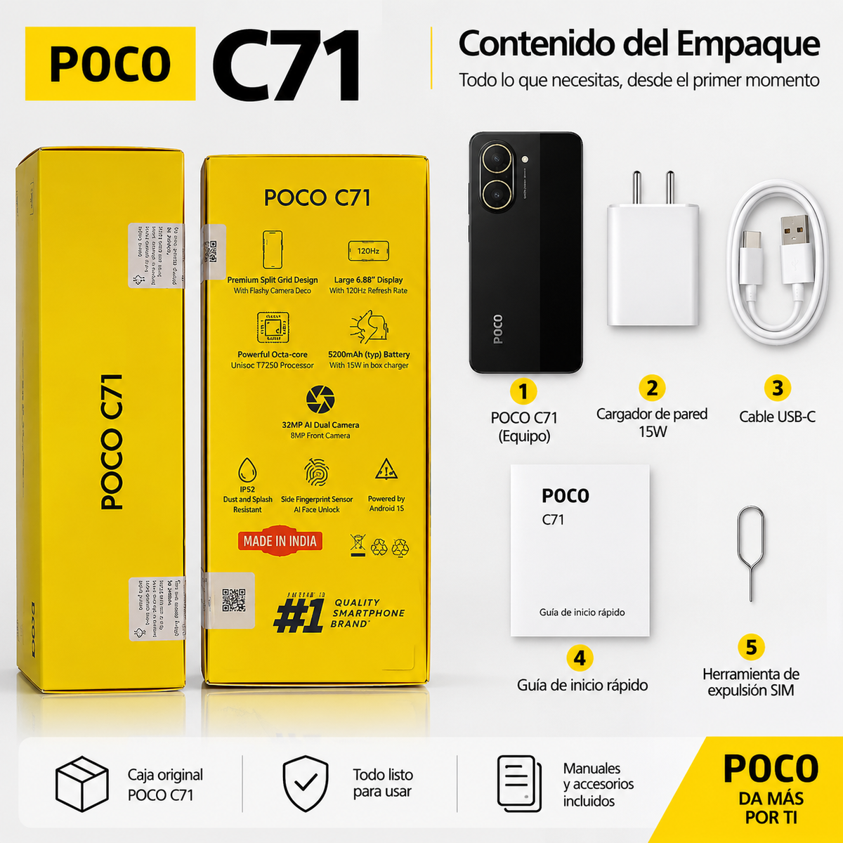 SMARTPHONE XIAOMI POCO C71 4/128 GB (NEGRO) + SMARWATCH HONOR CHOICE 2 EPIC AMOLED