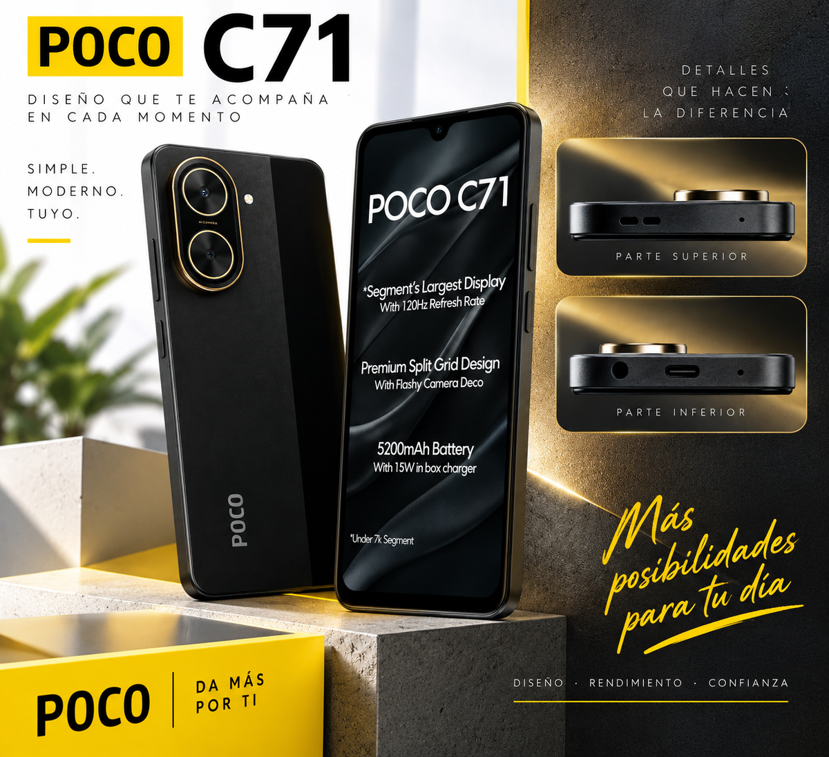 SMARTPHONE XIAOMI POCO C71 4/128 GB (NEGRO) + SMARWATCH HONOR CHOICE 2 EPIC AMOLED