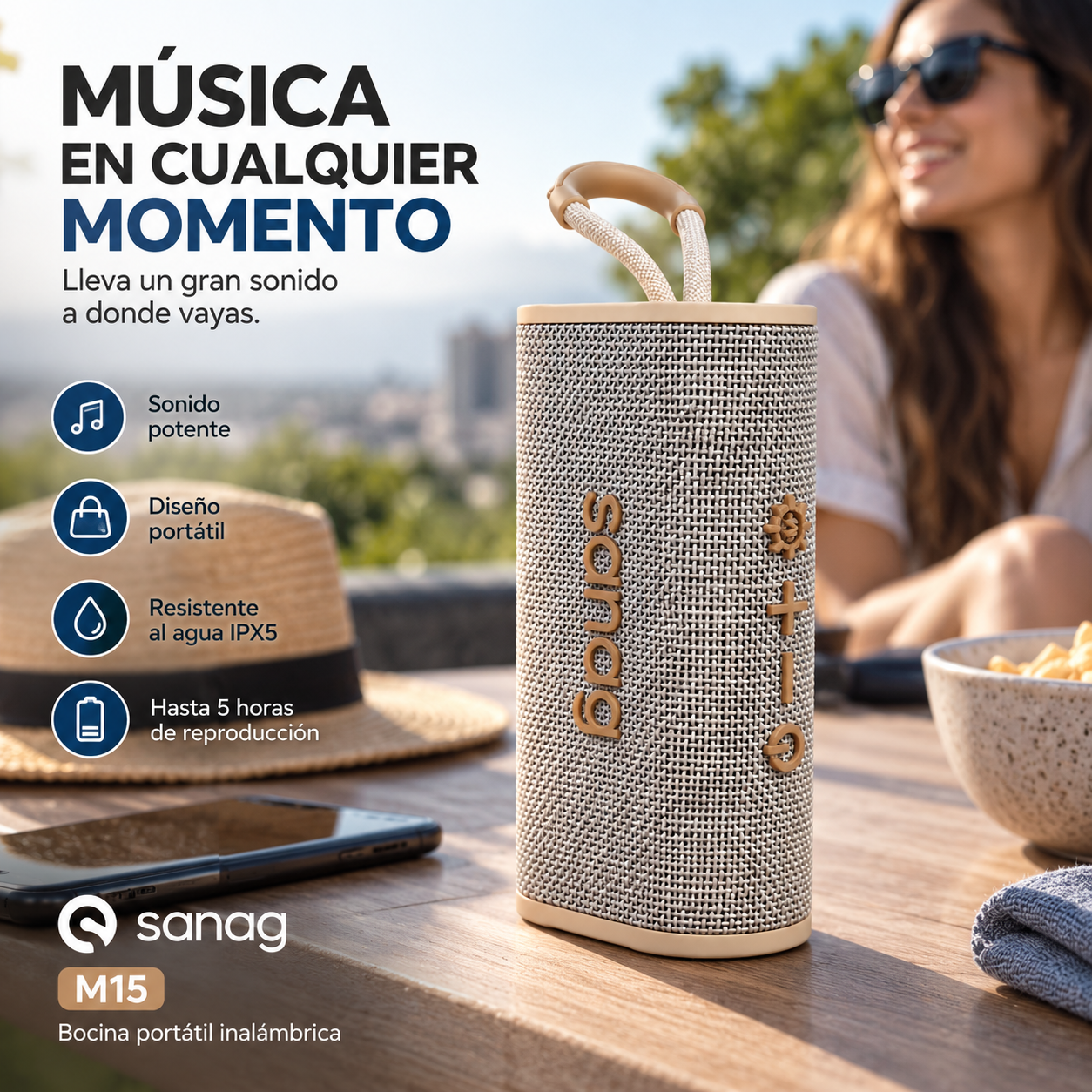 SMARTWATCH XIAOMI REDMI WATCH 6 ACTIVE (PLATA) + BOCINA SANAG M15 (BEIGE) + AUDIFONOS HH MORE T-55 (PLATA)