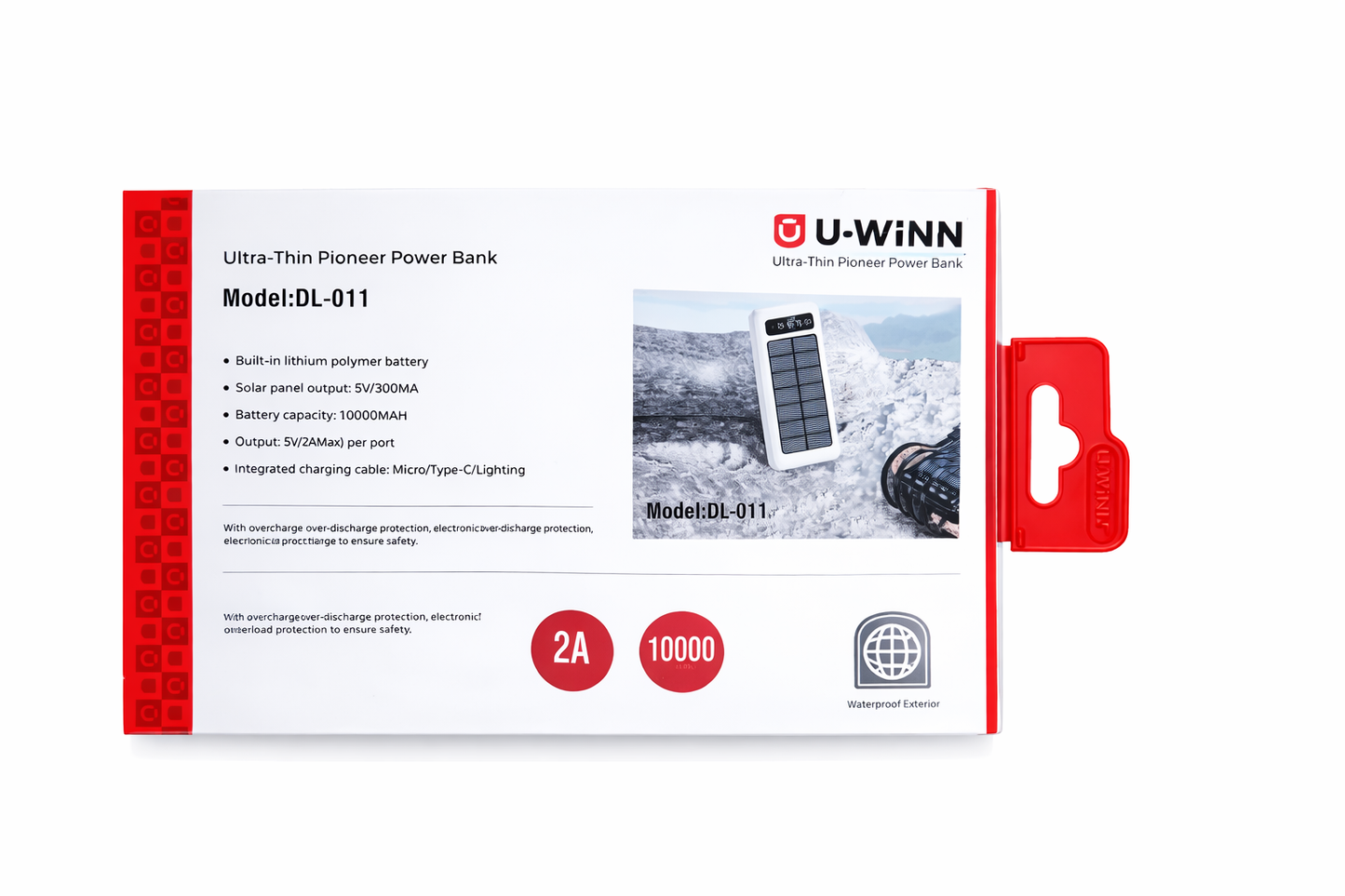 Power Bank U-WINN 10000 mAh con Pantalla Digital y Cables Integrados