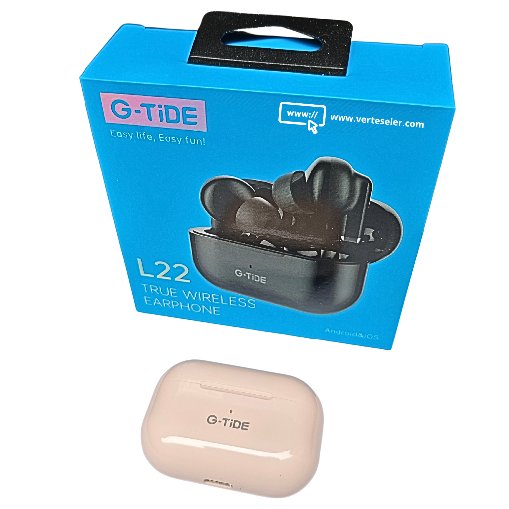 Audífonos bluetooth 5.3  G-tide L22 hasta 8 horas de batería, estuche de carga y bolsa regalo.Rosa