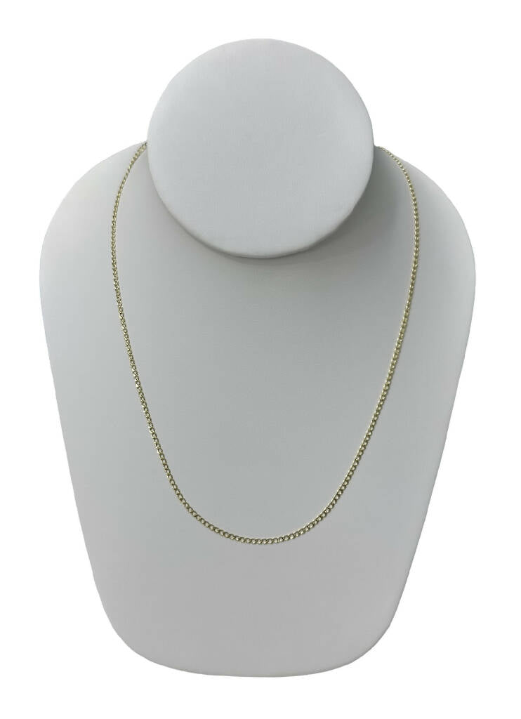 Cadena en Oro amarillo semi-sólida , real de 10 quilates Modelo cubano brillante, clásico para hombre resistente para colgantes y abalorios con cierre de langosta , 2 milímetro de ancho y 20 pulgadas de largo.