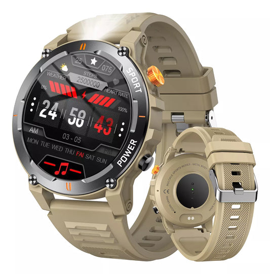 Smartwatch Deportivo con Llamadas Bluetooth, Monitoreo de Salud y Notificaciones BEIGE