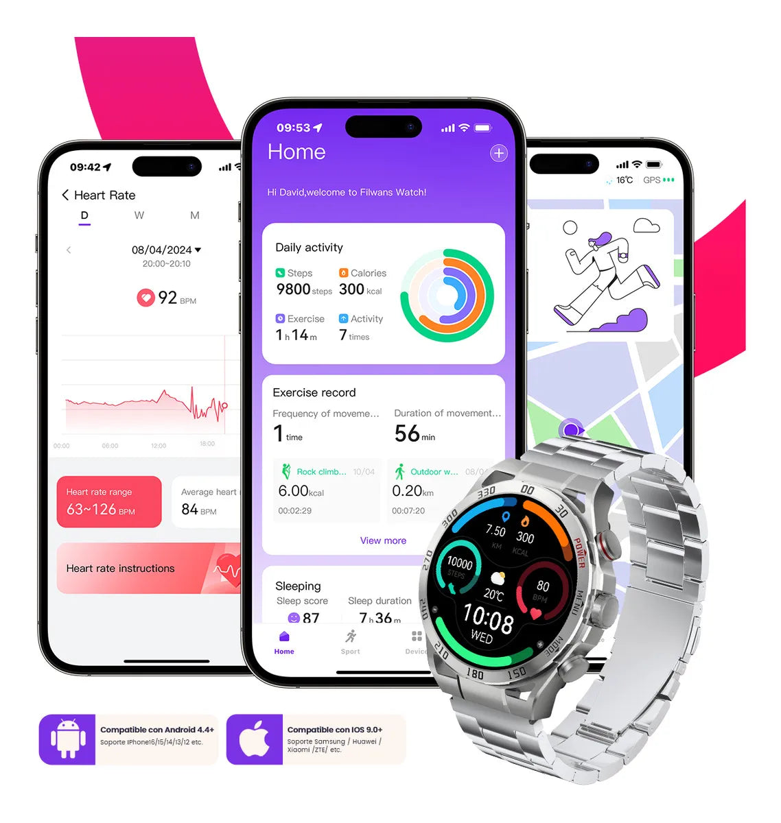 Smartwatch Reloj Filwans Gtr Bluetooth Llamada 1.43 Amoled,llamadas, notificaciones