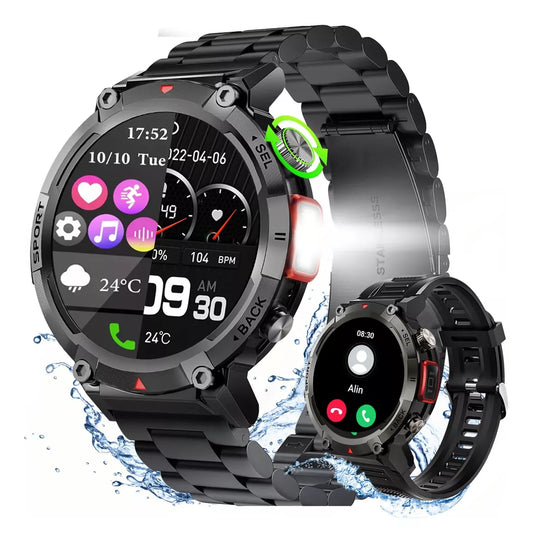 Smartwatch Deportivo IP68 Pantalla HD 1.45 Pulgadas Llamadas Bluetooth Linterna LED 100 Modos Deportivos Batería 7 Días