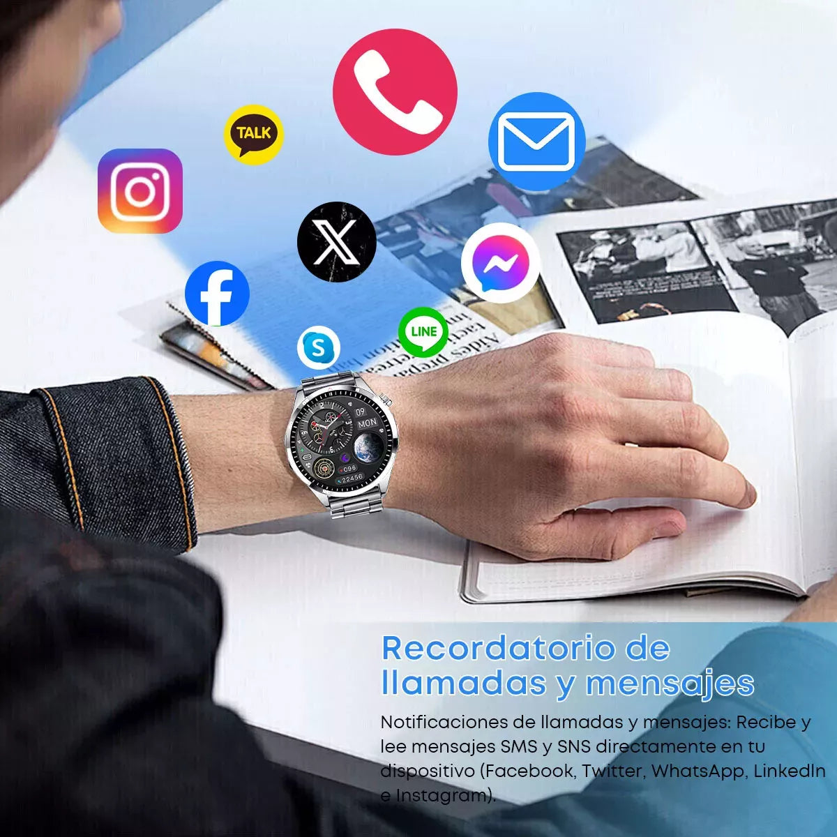 Smartwatch Deportivo 1.5" LCD con Monitor de Ritmo Cardíaco, Oxígeno en Sangre y Resistencia al Agua IP67