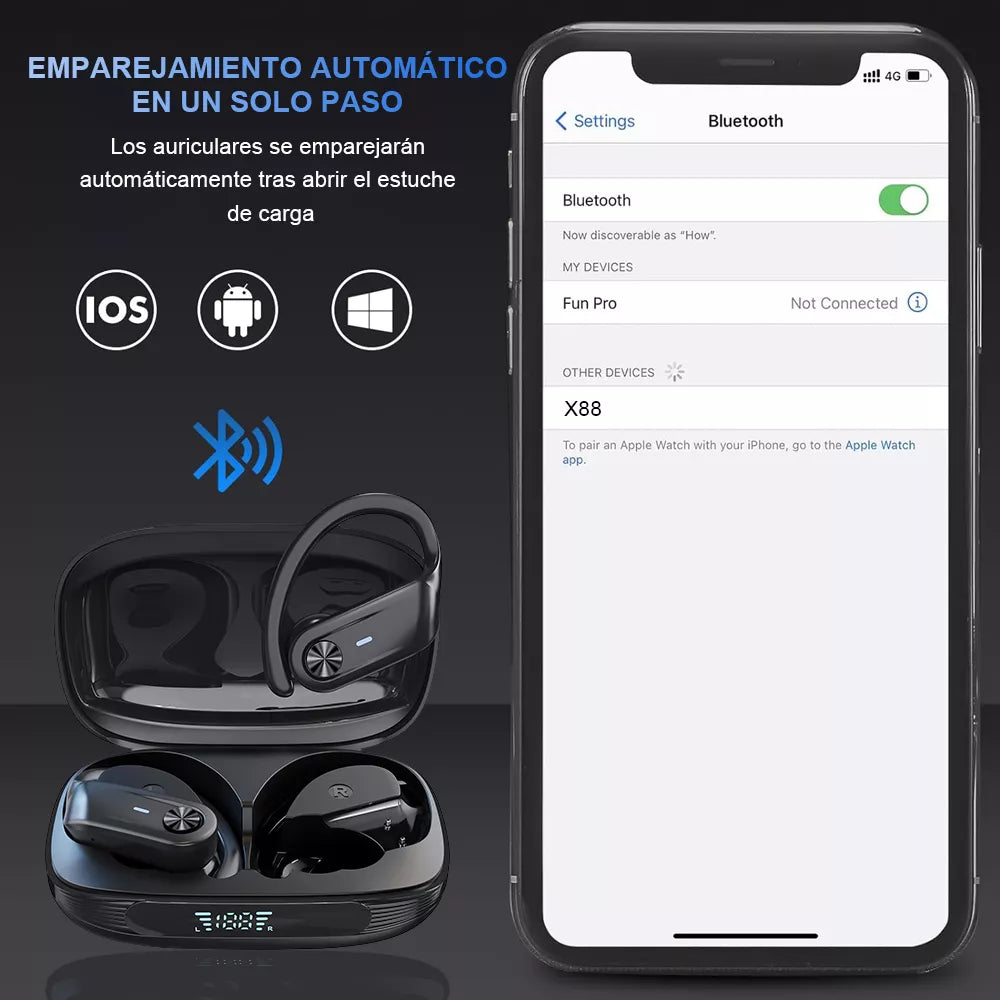 Audífonos Bluetooth 5.3 con ENC, 80H de Batería e IPX7 para Deporte y Negocios