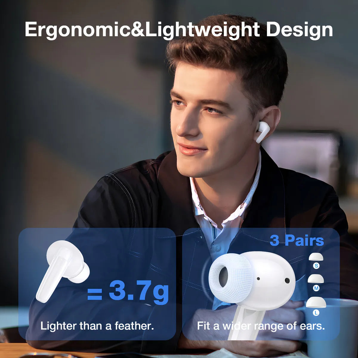 Audífonos In-ear Inalámbricos Bluetooth 1hora Aut207 Auriculares Inalambricos Bluetooth 5.3 Blanco