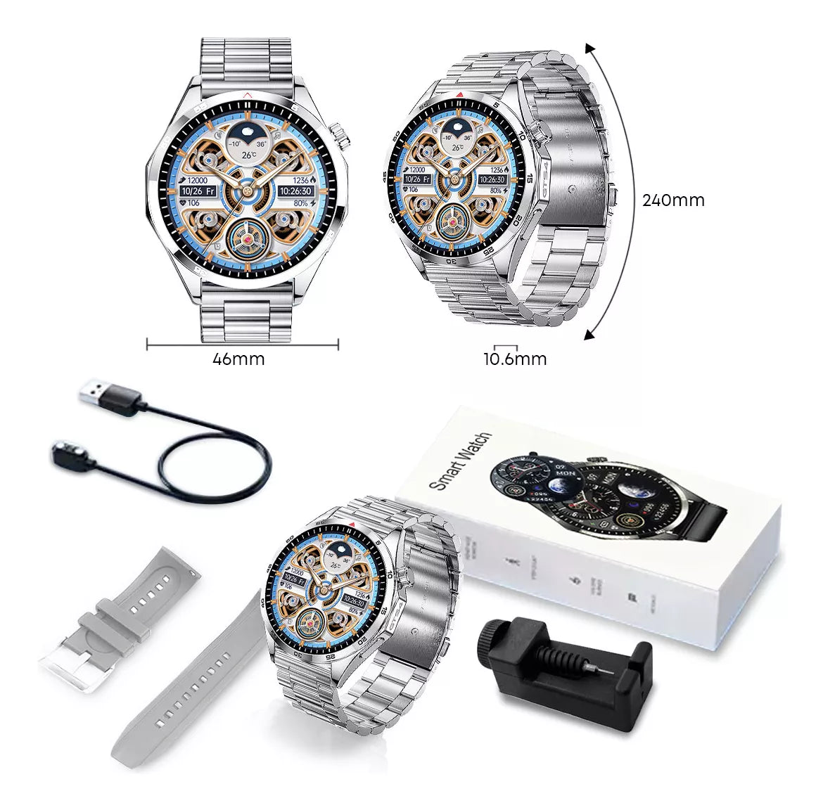 Smartwatch Deportivo 1.5" LCD con Monitor de Ritmo Cardíaco, Oxígeno en Sangre y Resistencia al Agua IP67
