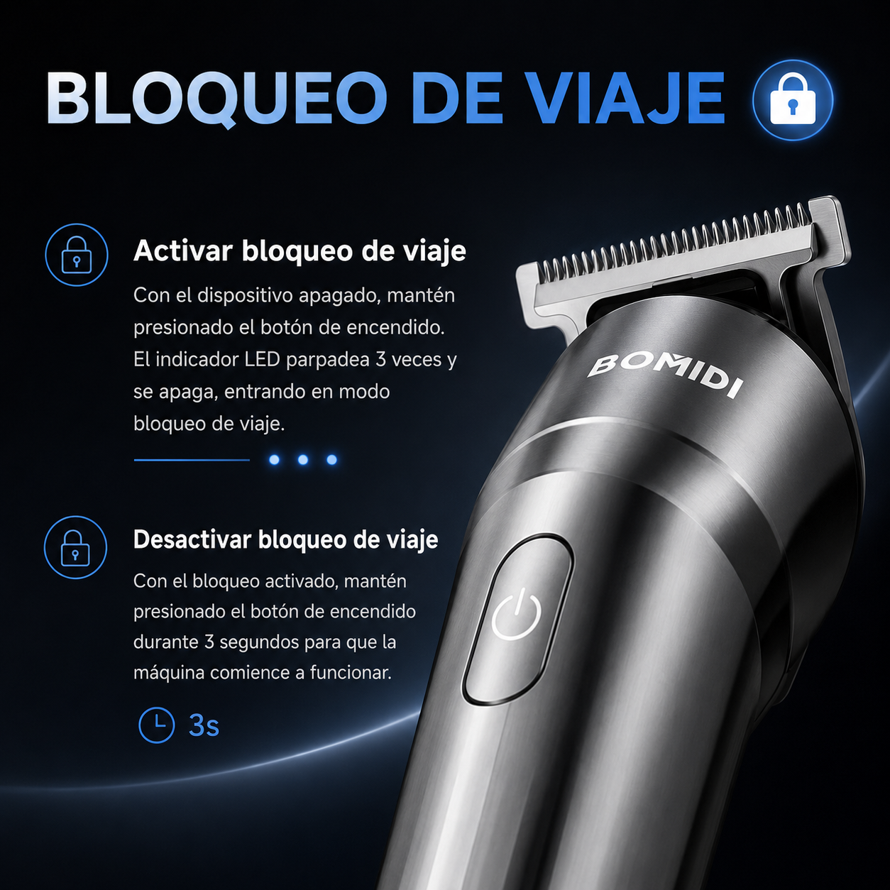 Bomidi Cortadora De Cabello L2. Recargable, 4 Peines