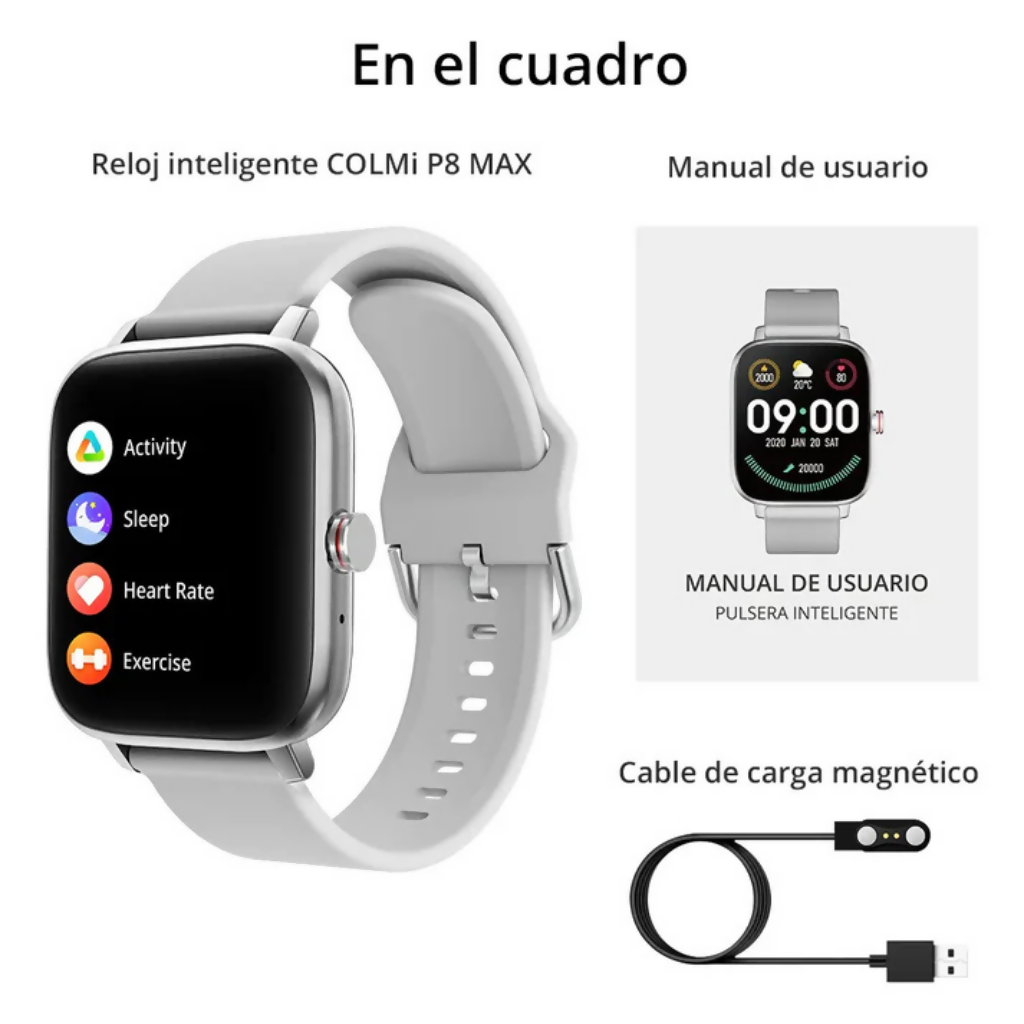 Smartwatch Colmi P8 Max Plateado – Reloj Inteligente Unisex con