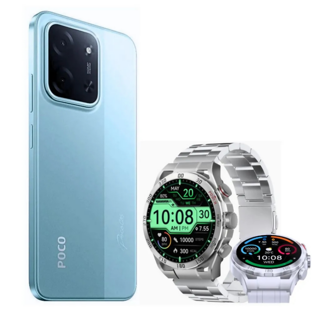 Xiaomi POCO C85 8GB 256 GB Esmeralda con Smartwatch Filwans GTR Plata