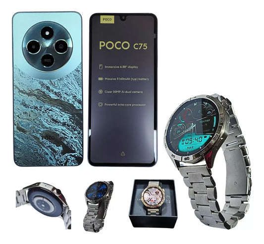 Xiaomi Poco C75 8gb Ram 256gb Con Smartwatch Clasico G-tide Power. Esmeralda.